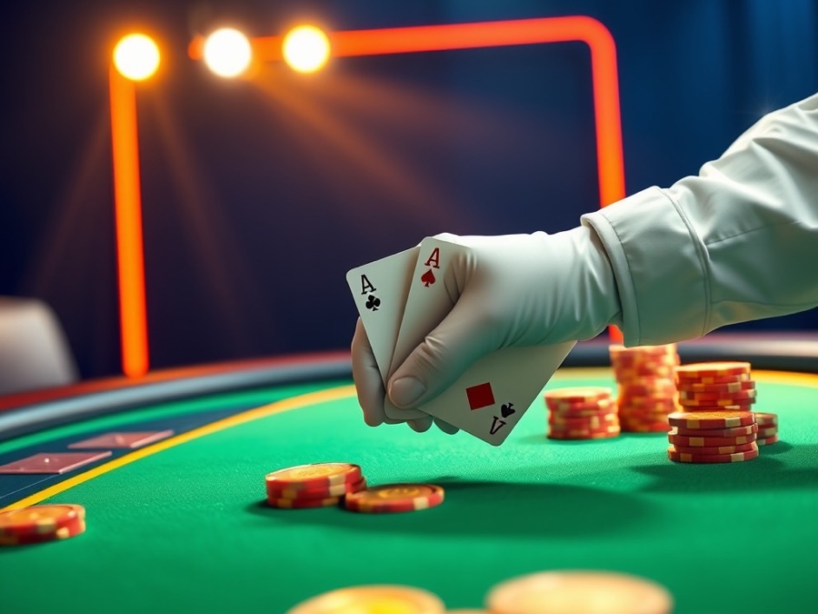 Live dealer games at Rummy Pro with a gloved hand dealing cards