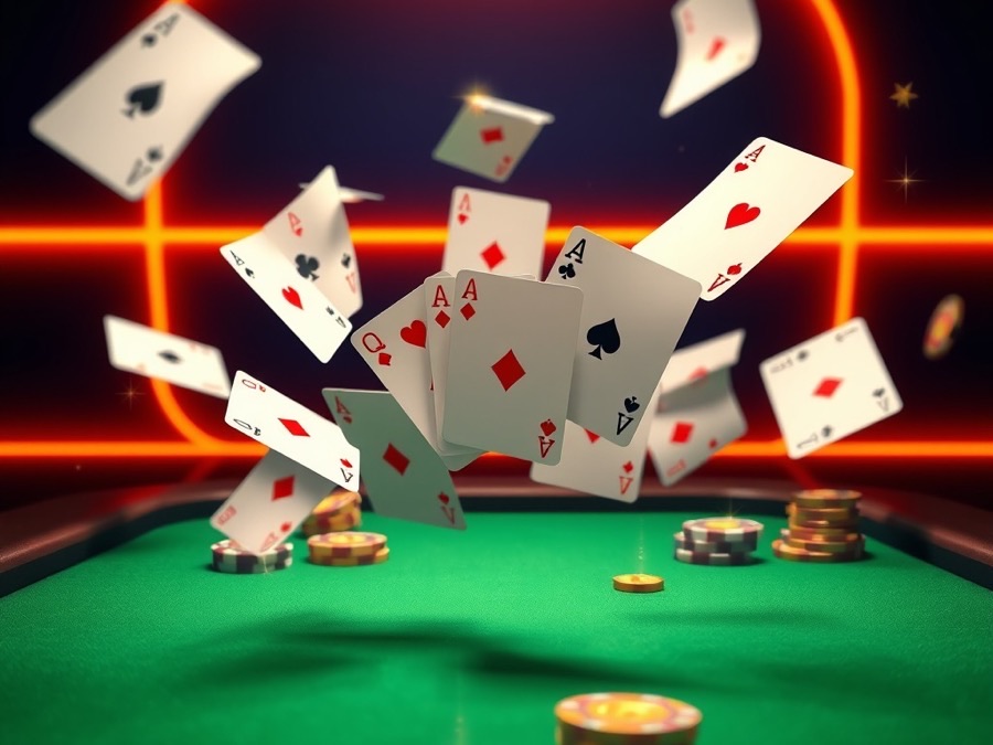 Garena Poker game at Rummy Pro with cards flying over the table