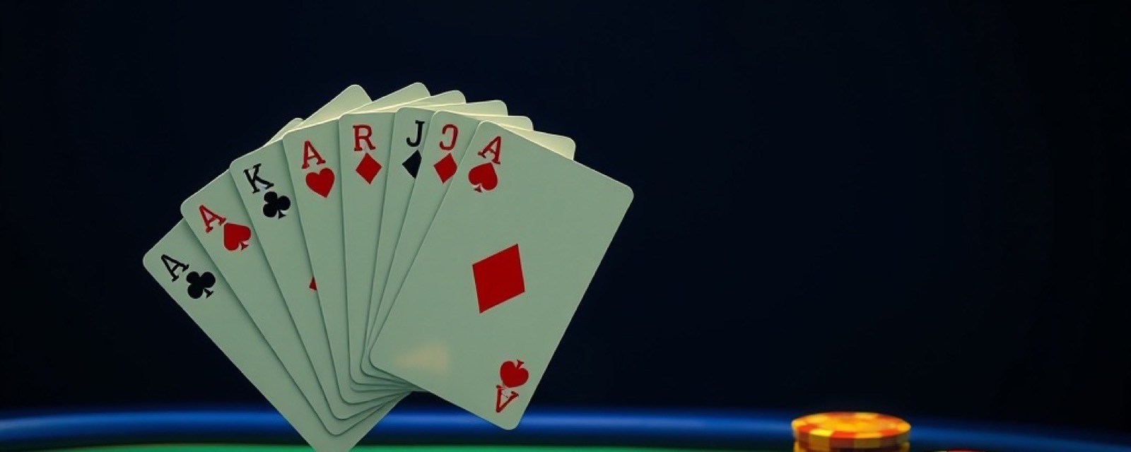 Rummy Pro Table Games artwork with glossy playing cards, gold chips and green felt